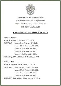 CALENDARIO ENSAYOS HERMANDAD SILENCIO 2015