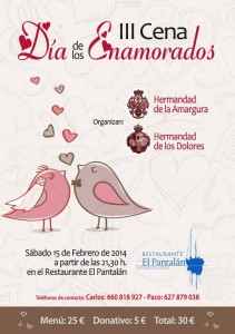 Cartel anunciador Cena enamorados