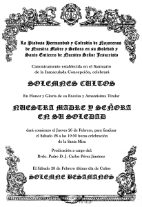 Cartel cultos a la Virgen de la Soledad
